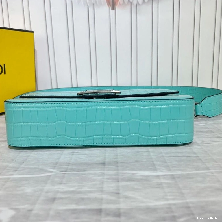 Vintage HOT Blue Crocodile Fendi Bag Baguette Leather Medium Tiffany In 0820